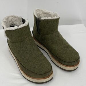 MERRELL WOMENS SIZE 6.5 Cozy Olive Green Sherpa-Lined Winter Boots Faux Fur